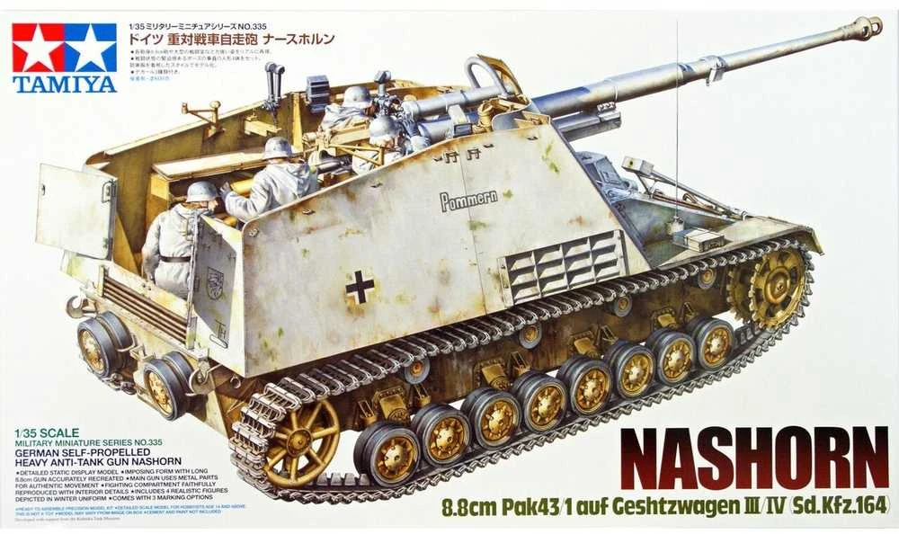 Tamiya Nashorn tankų naikintuvas 8.8 cm Pak43/1, Sd.Kfz.164, 1/35 modelis