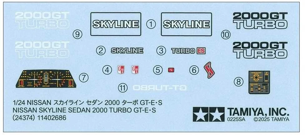 Tamiya Nissan Skyline 2000 Turbo GT-E.S 1/24 surinkimo rinkinys 24374