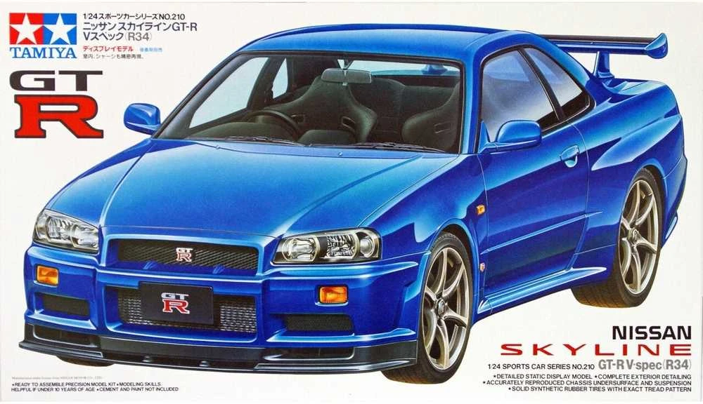 Tamiya Nissan Skyline GT‑R V‑Spec R34 1/24 surenkamas plastikinis rinkinys