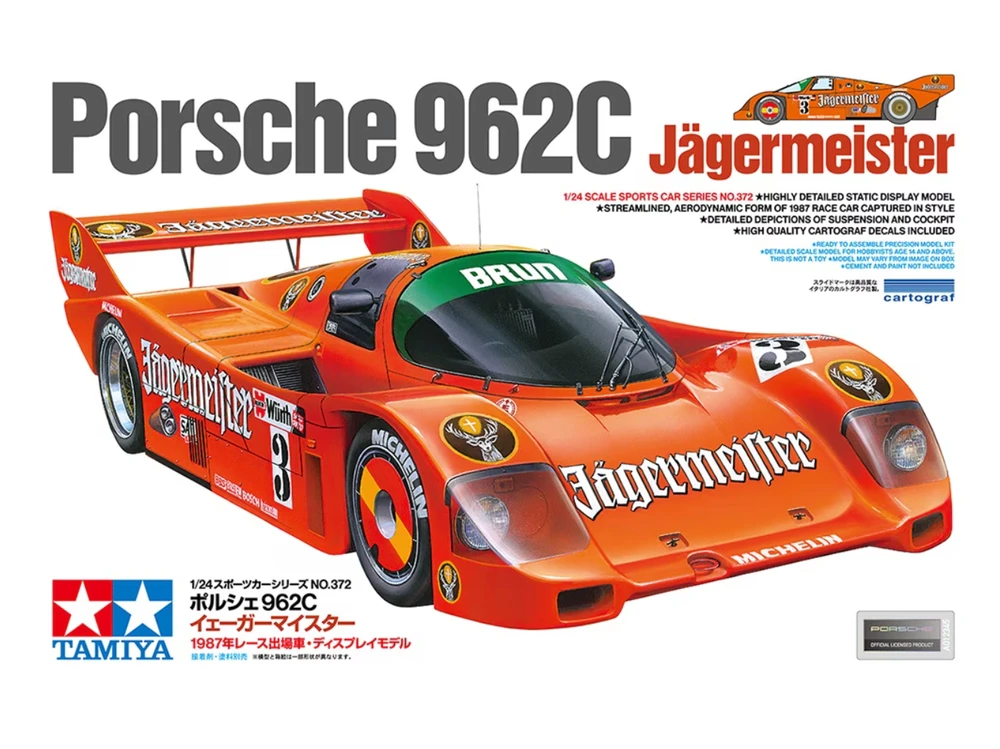 Tamiya Porsche 962C Jägermeister 1/24 plastikinis surinkimo rinkinys