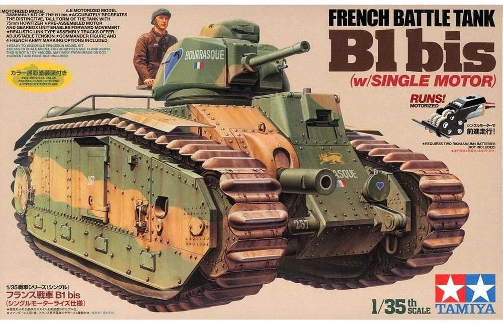 Tamiya prancūzų tankas B1 bis 1/35 modelis su varikliu 30058