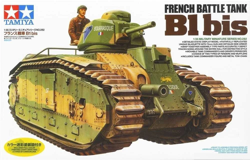 Tamiya prancūzų tankas B1 bis 1/35 plastikinis surenkamas modelis