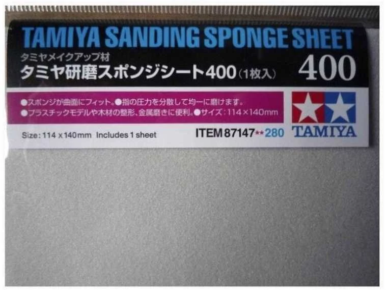 Tamiya šlifavimo kempinės lapas 400 grūdėtumas, 114x140 mm