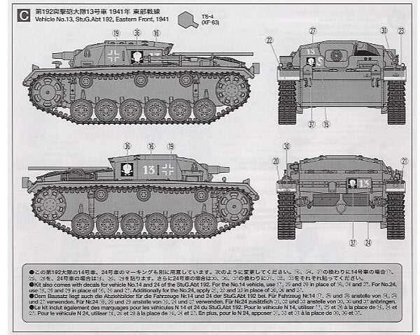 Tamiya Sturmgeschütz III Ausf.B 1/48 plastikinis tanko rinkinys