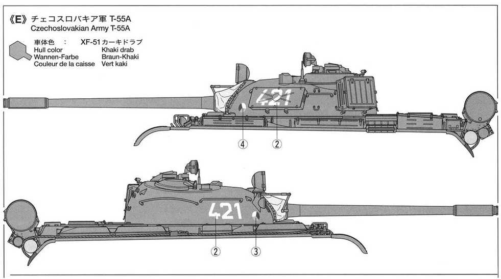 Tamiya T-55A rusiškas vidutinis tankas 1/35 plastikinis modelis