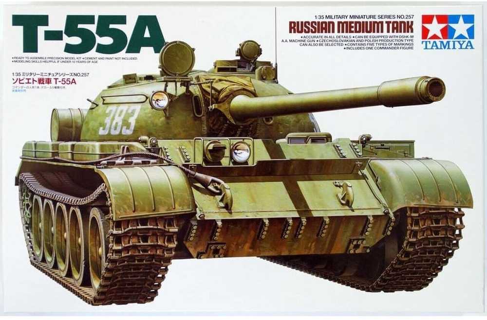 Tamiya T-55A rusiškas vidutinis tankas 1/35 plastikinis modelis