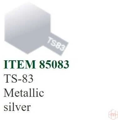 Tamiya TS-83 purškiami dažai Metallic Sidabrinis, 100 ml