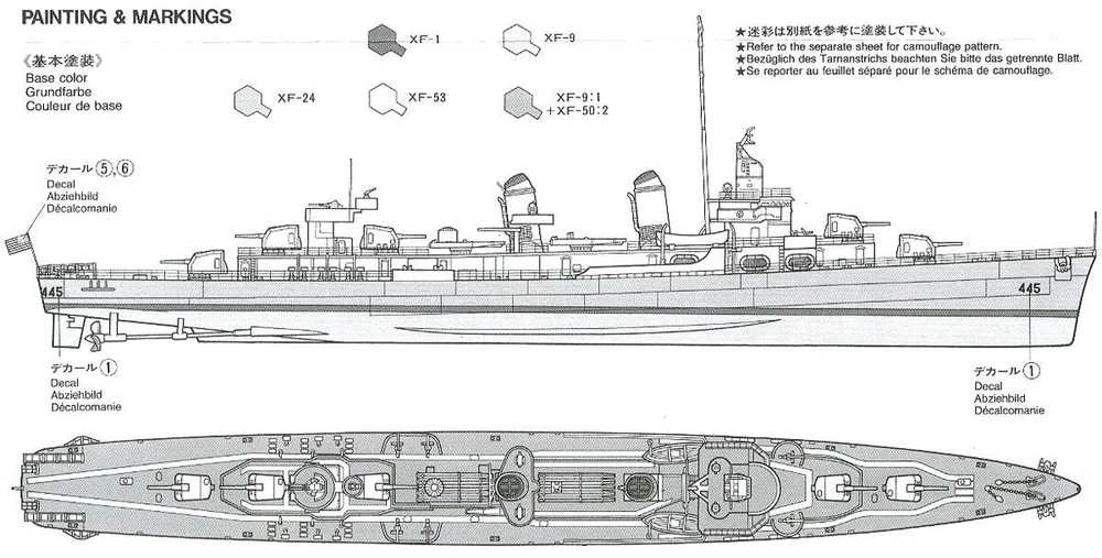 Tamiya USS Fletcher DD-445 eskadrinis minininkas 1/350