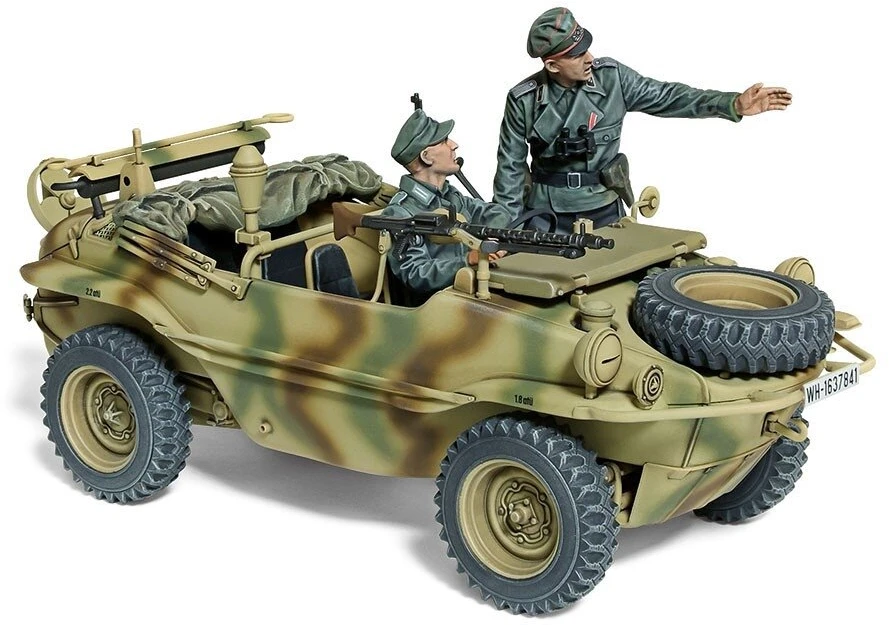 Tamiya Vokiečių amfibija VW Schwimmwagen 166 modelis 1/35, plačios padangos