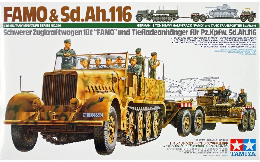 Tamiya Vokiečių vilkikas FAMO su priekaba 1/35 plastikinis modelis