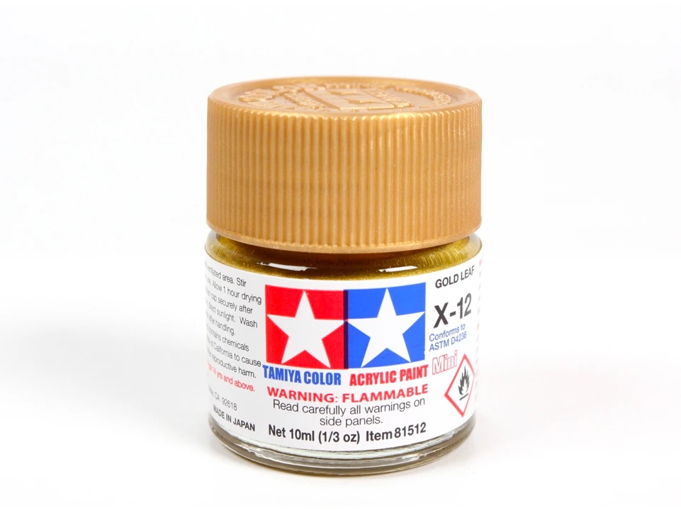 Tamiya X-12 Gold Leaf akriliniai dažai modeliams, 10 ml