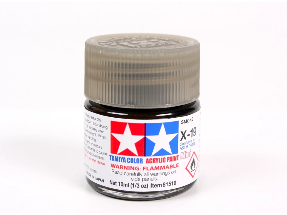 Tamiya X-19 Smoke akriliniai dažai 10 ml – dūmo atspalvis