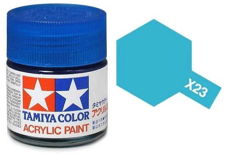 Tamiya X-23 Clear Mėlyna skaidrūs mėlyni akriliniai dažai, 10 ml