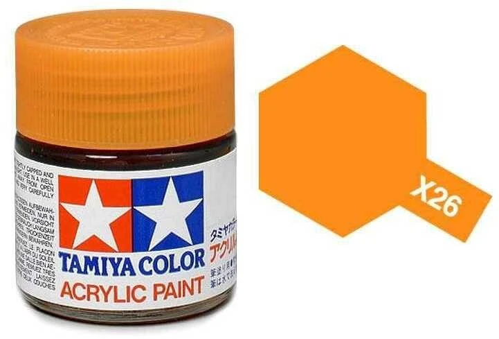 Tamiya X-26 Skaidrūs oranžiniai akriliniai dažai 10 ml