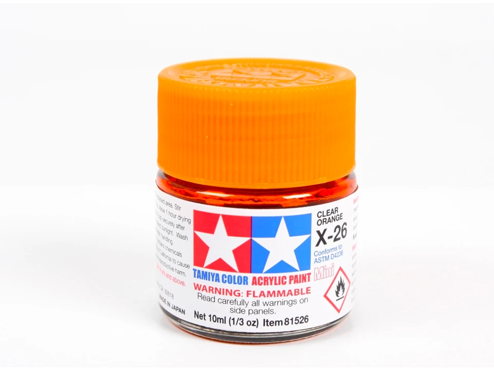 Tamiya X-26 Skaidrūs oranžiniai akriliniai dažai 10 ml
