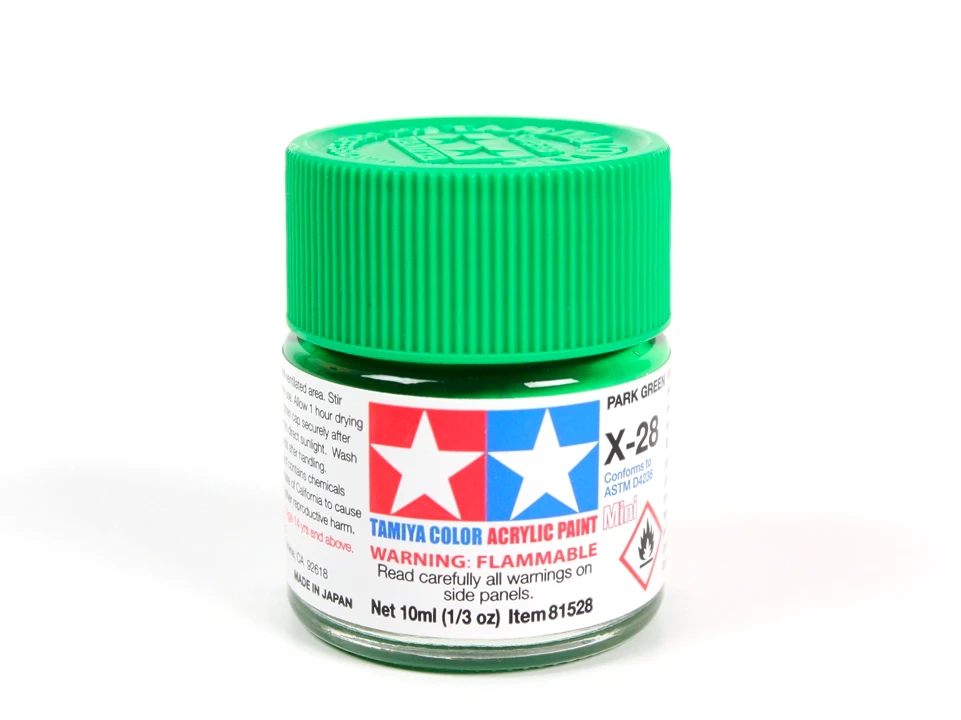 Tamiya X-28 Park Žalias blizgūs akrilo dažai, 10 ml