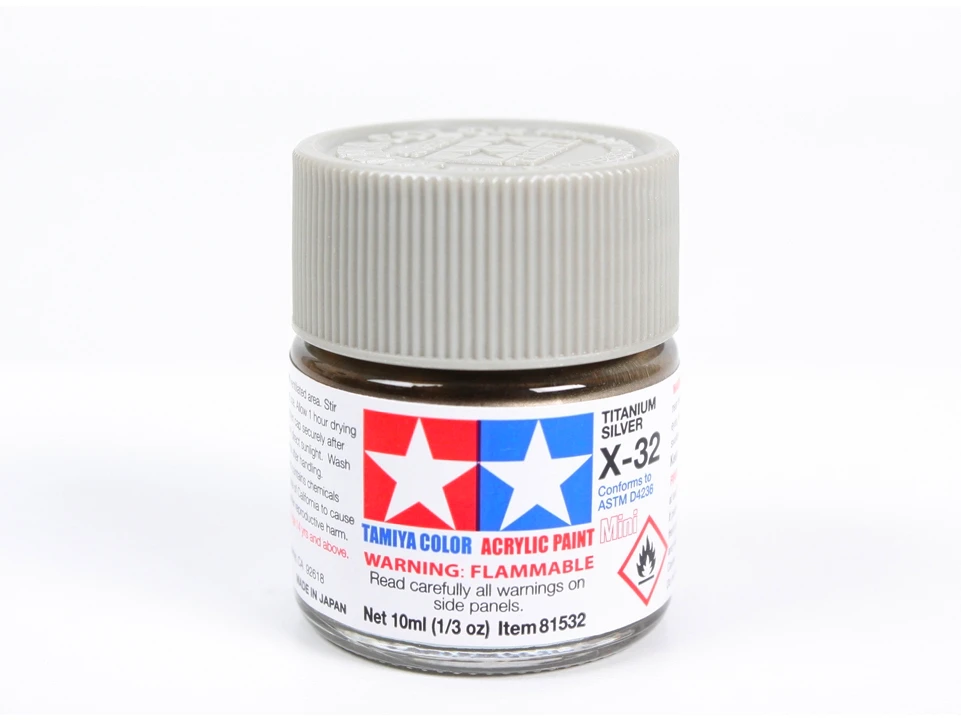 Tamiya X-32 akriliniai dažai – titano sidabro, 10 ml