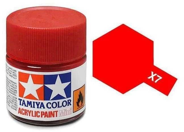 Tamiya X-7 blizgūs raudoni akriliniai dažai 10 ml