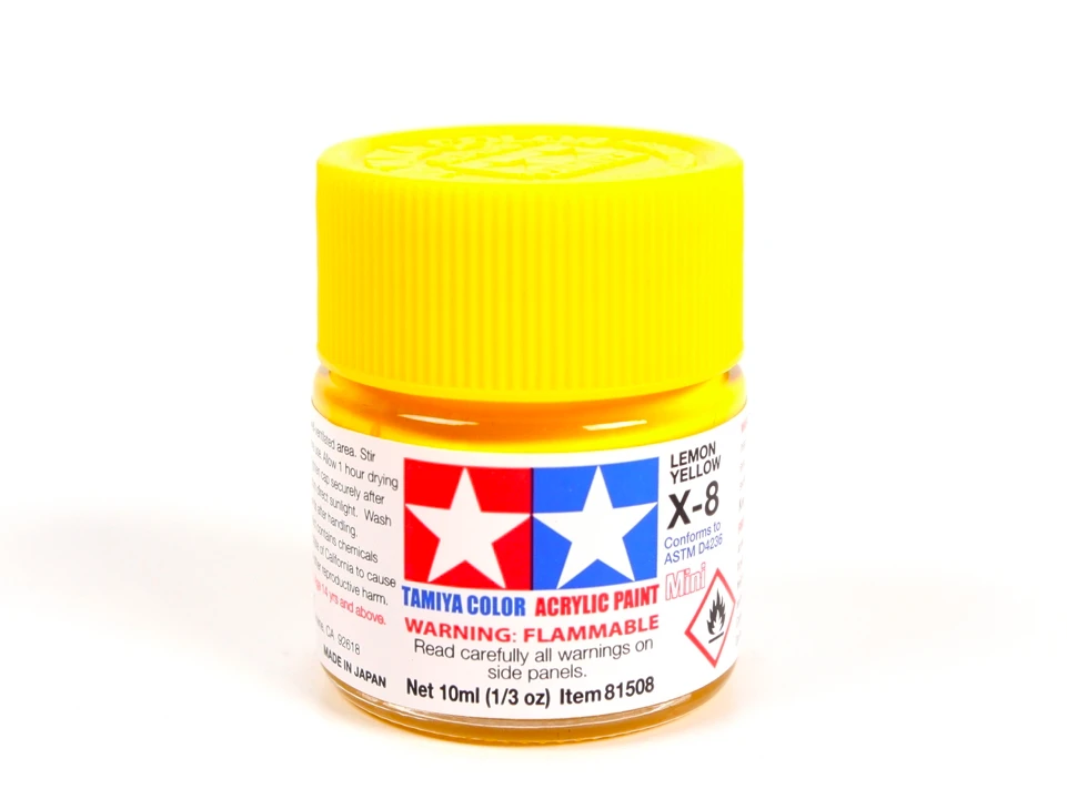 Tamiya X-8 Citrininė geltona blizgūs akriliniai dažai 10 ml