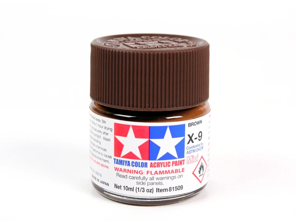 Tamiya X-9 rudi akriliniai dažai modeliams 10 ml
