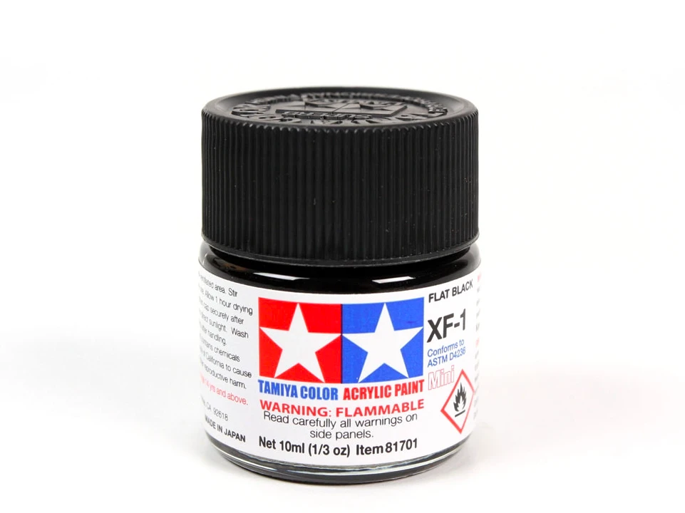 Tamiya XF-1 akriliniai dažai – matinis juodas, 10 ml