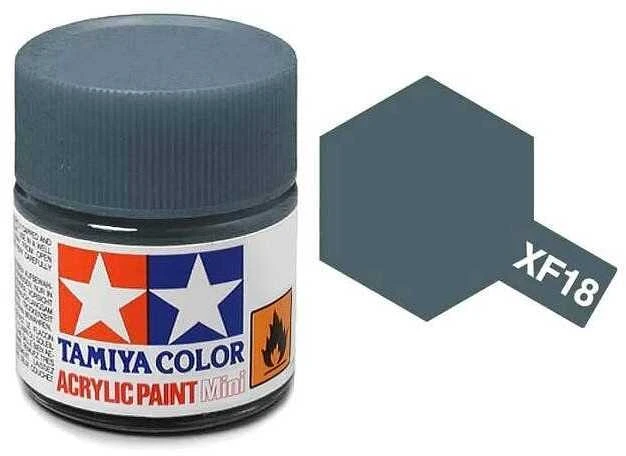 Tamiya XF-18 vidutinė mėlyna akriliniai matiniai dažai 10 ml