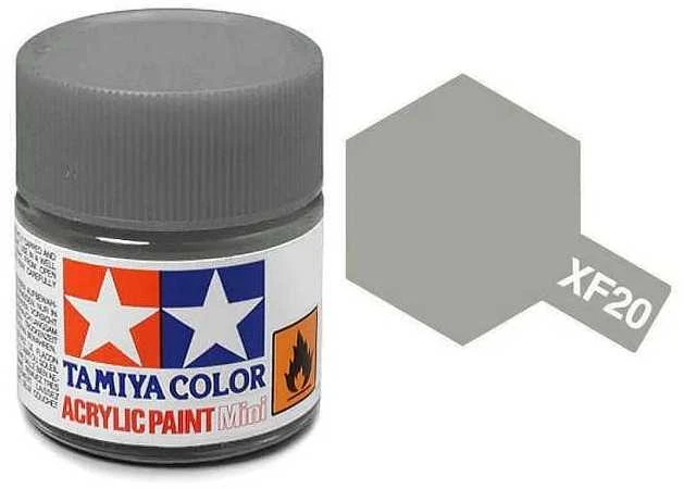 Tamiya XF-20 matiniai akriliniai dažai, vidutinė pilka, 10 ml