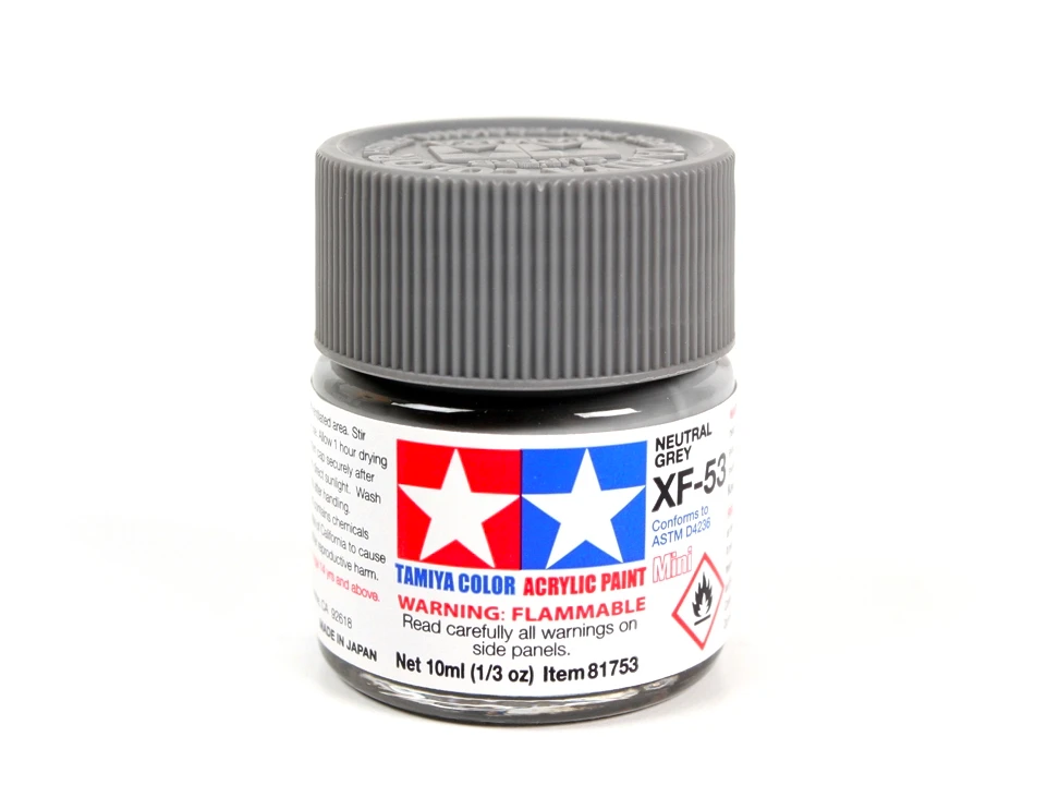 Tamiya XF-53 Neutral Pilkas akriliniai modelių dažai, 10 ml