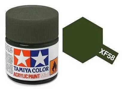 Tamiya XF-58 alyvuogių žalia akriliniai dažai, 10 ml (matiniai)