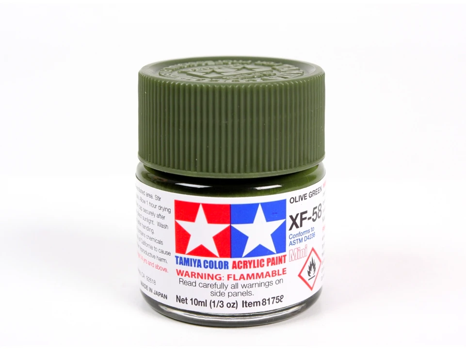 Tamiya XF-58 alyvuogių žalia akriliniai dažai, 10 ml (matiniai)