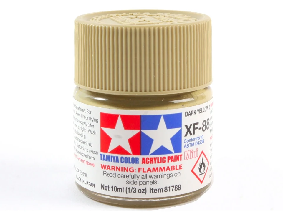 Tamiya XF-88 Dark Geltona 2 matiniai akriliniai dažai modeliams 10 ml