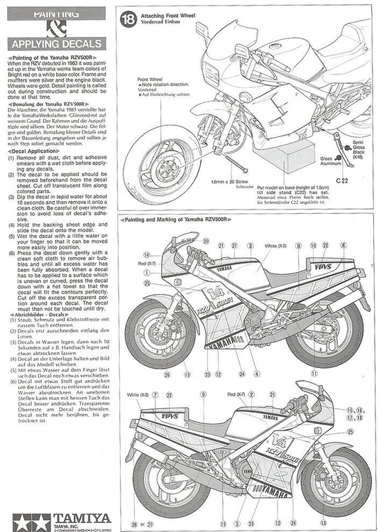Tamiya Yamaha RZV500R 1:12 plastikinis surenkamas motociklo modelis