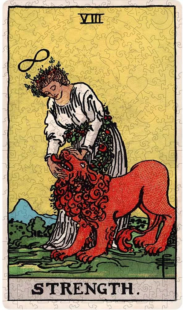 Fantasy Puzzles Medinė dėlionė „Taro: Stiprybė“ 250 det., unikalios formos, Rider–Waite