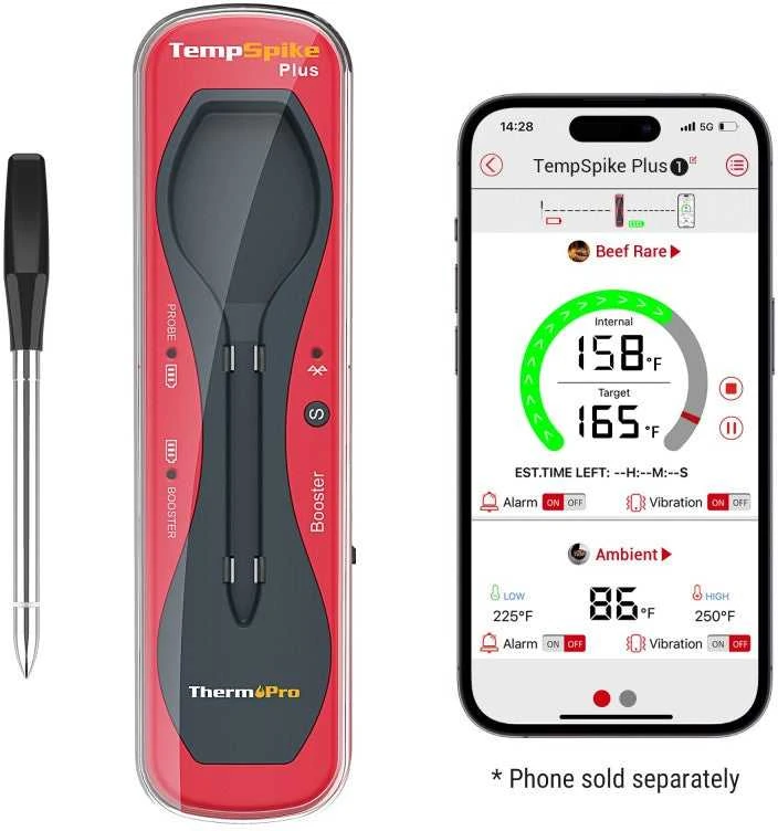 TempSpike Plus skaitmeninis belaidis bluetooth maisto termometras ThermoPro TP970W su atnaujintu itin plonu zondu