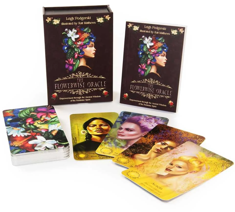 Schiffer Publishing Orakulo kortų rinkinys - The Flowerwise Oracle 44 Kortos su Gidu