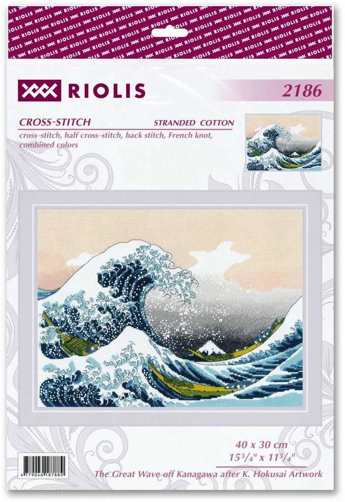 Riolis Kryželiu siuvinėjimo rinkinys „Didysis bangos ties Kanagava po K. Hokusai meno kūrinio“ 40x30 SR2186