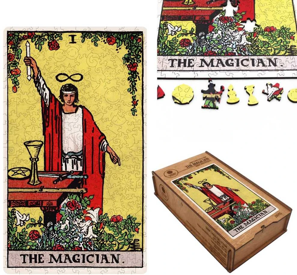 Fantasy Puzzles Taro Magas (Rider‑Waite) medinė dėlionė, 250 detalių – mistikos gerbėjams