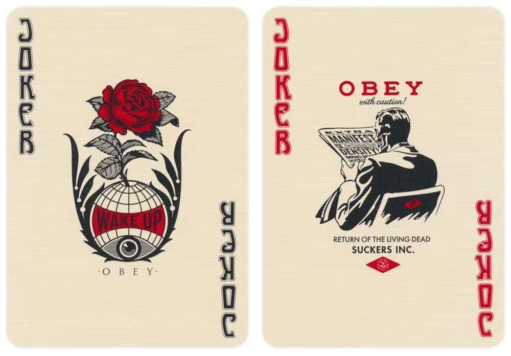 Theory 11 Kortų Žaidimas - OBEY Theory11 Raudonas Komplektas 52 Kortos + 2 Džokeriai + 2 OBEY Kortos