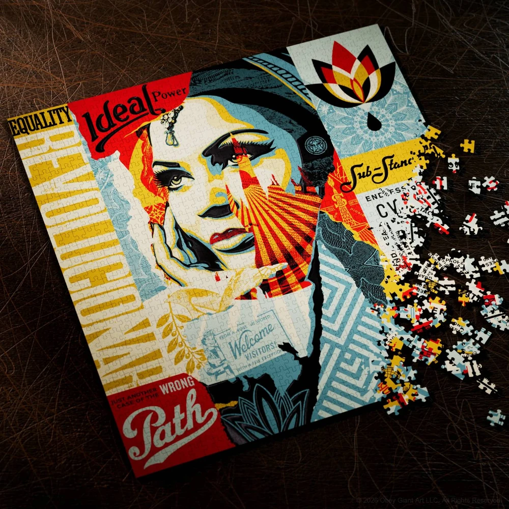 Theory 11 Theory11 OBEY dėlionė 1000 detalių su Shepard Fairey koliažu