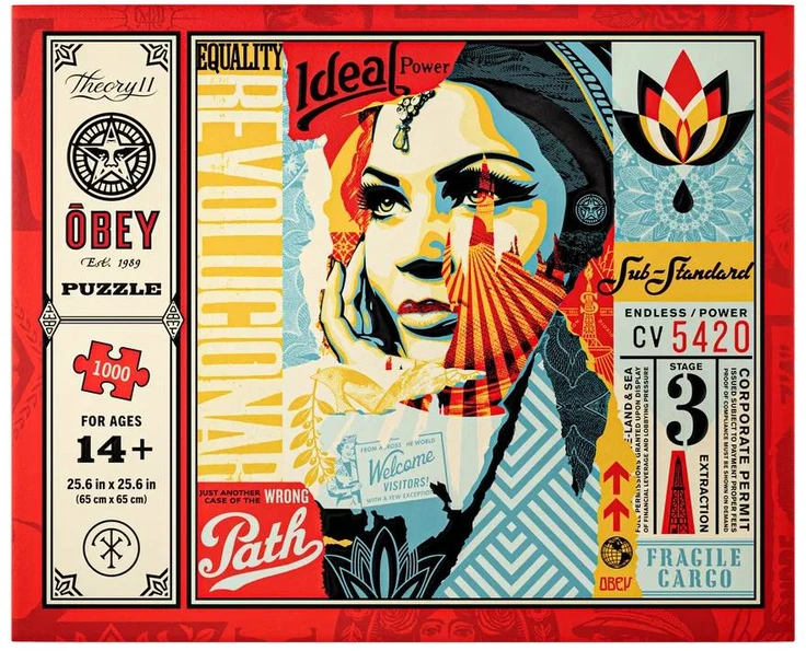 Theory 11 Theory11 OBEY dėlionė 1000 detalių su Shepard Fairey koliažu