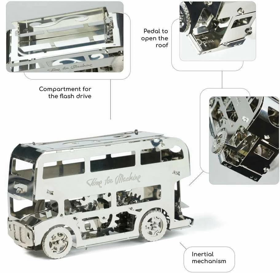 Time For Machine Cute Double-Decker - metalinio konstruktoriaus komplektas