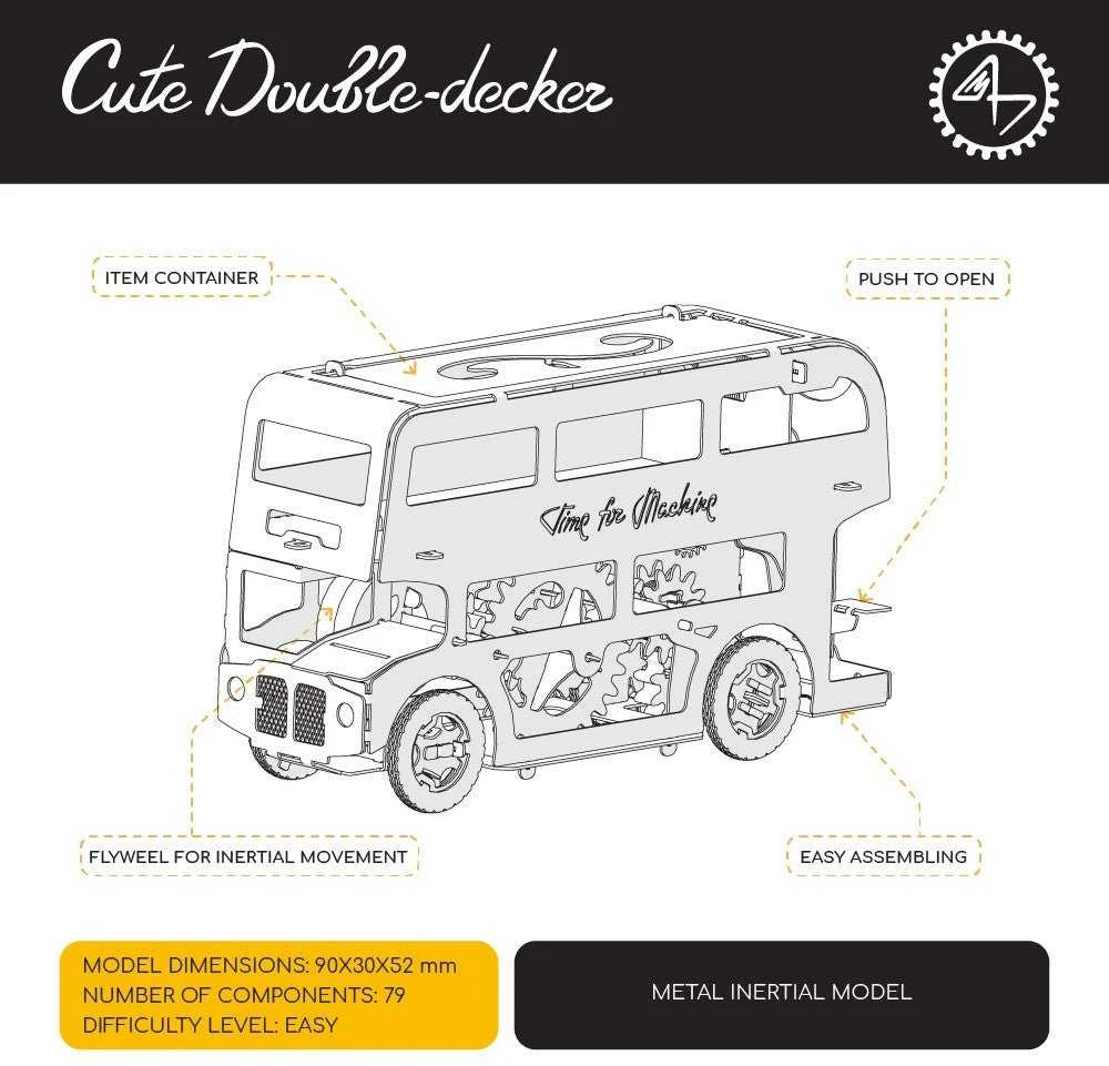 Time For Machine Cute Double-Decker - metalinio konstruktoriaus komplektas
