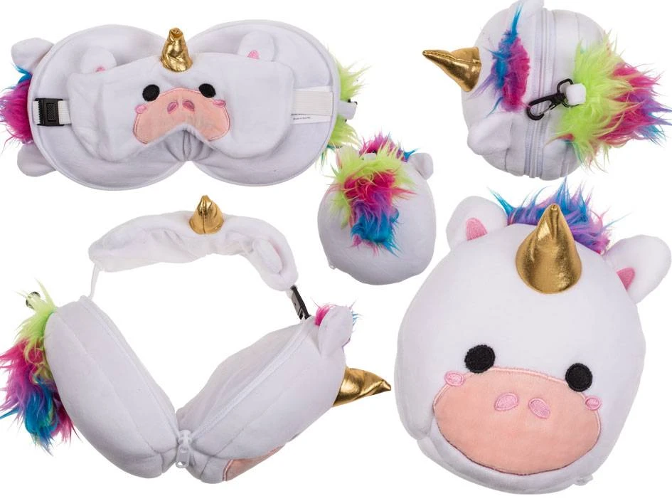 Toyz Vaikiška kelioninė pagalvėlė su akių kauke Vienaragis, tvirtinama prie krepšio