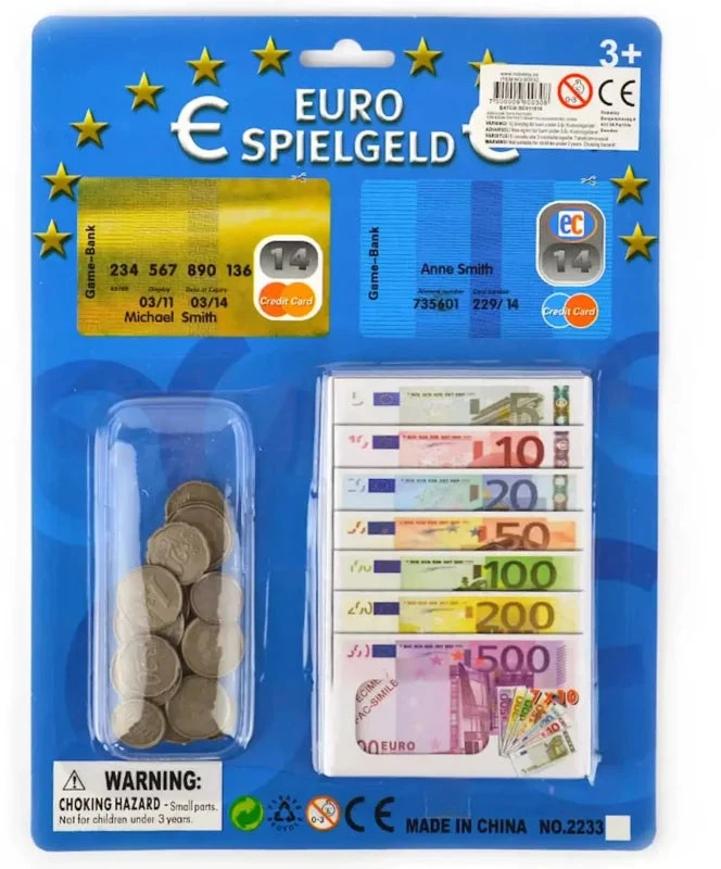 Toyz Žaisliniai eurai vaikams 70 vnt. – mokomųjų pinigų rinkinys 5+