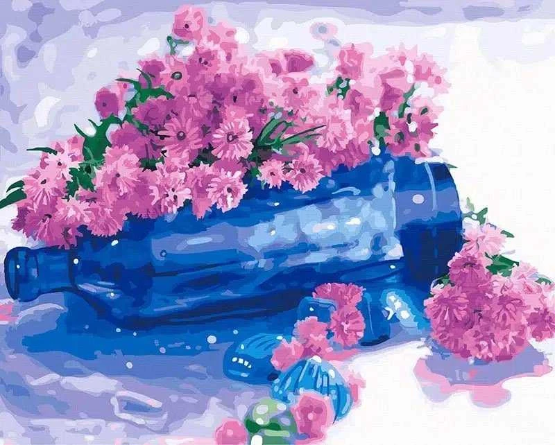 TPS Tapyba pagal skaičius Gėlės ant butelio 40x50 cm