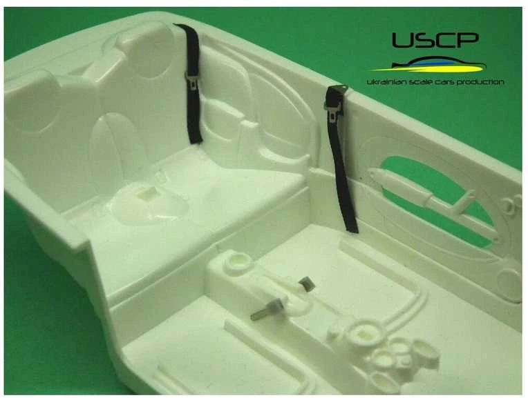 Ukrainian Scale Cars USCP 1/24 automobilių saugos diržų rinkinys, PE + audinys, juodi (5 vnt.)