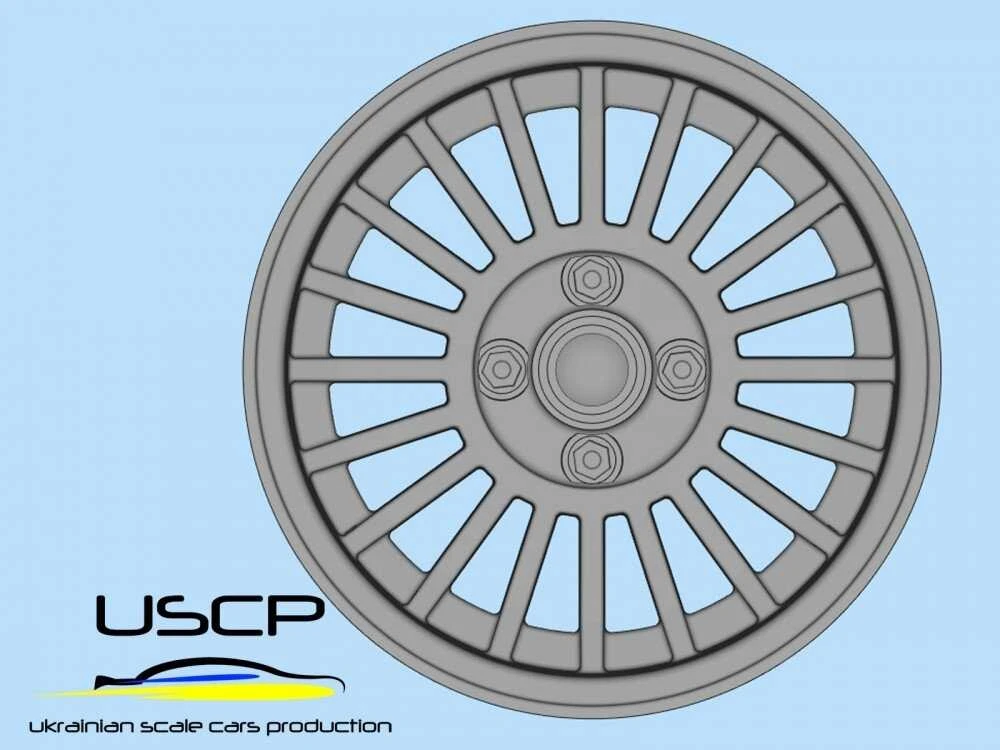 Ukrainian Scale Cars USCP Alpina 14'' ratų komplektas su padangomis, mastelis 1:24 (24P081T)