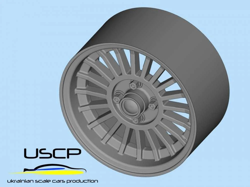Ukrainian Scale Cars USCP Alpina 14'' ratų komplektas su padangomis, mastelis 1:24 (24P081T)