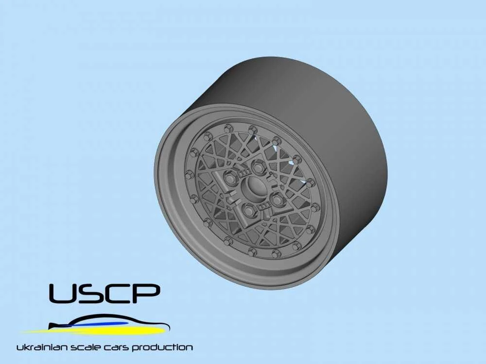 Ukrainian Scale Cars USCP BBS 2 dalių 14" ratų komplektas su padangomis, 1/24