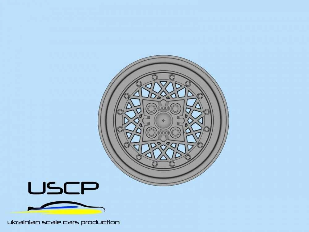 Ukrainian Scale Cars USCP BBS 2 dalių 14" ratų komplektas su padangomis, 1/24